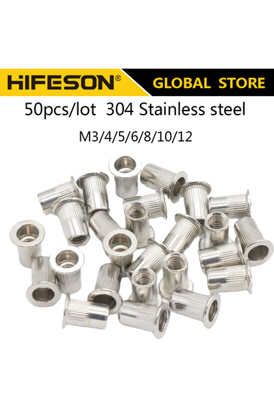 Choice M6 50 قطعة M3 M4 M5 M6 M8 M10 304 الفولاذ المقاوم للصدأ الكربون الصلب الألومنيوم شقة غاطسة رئيس برشام Nu