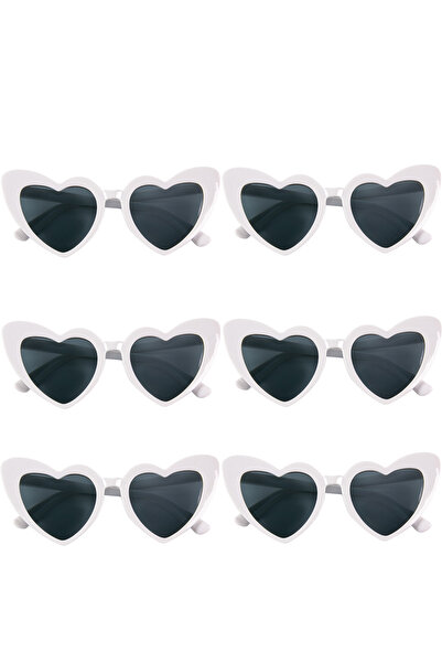 Choice مجموعة من 6 قطع - نظارات على شكل قلب لحفلات توديع العزوبية باللون الأس...