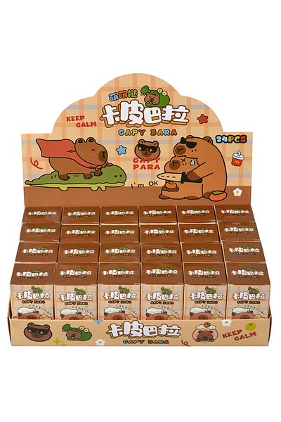 Choice One Box(24PCS) New In Blind Box Capybara 24pcs Popular Animals On The Internet Model Keychain Pendan