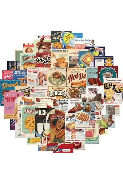 Choice 50pcs 50pcs Europe Style Food Biscuit Dessert Stickers Waterproof For Phone Wall Motorcycle Cool Car