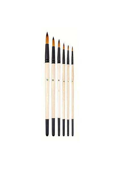 Choice12 مجموعة فرش رسم خشبية دائرية مكونة من 6 قطع، مناسبة للرسم أكريليك أكر...