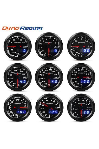 Choice Dynoracing 2" 52mm 7 ألوان LED شاشة مزدوجة تعزيز المياه درجة حرارة الزيت ضغط الزيت الفولتميتر الهواء الوقود...