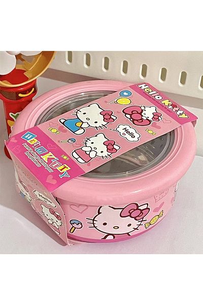 Choice 730ML Hello Kitty Hello Kitty Stainless Steel Ramen Bowl With Lid Sanrio Cute Large Instant Noodles