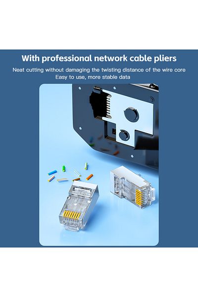 Choice 50 قطعة من موصلات Cat6 Pass Through Rj45 المحمية ذات النهاية البلورية المطلية بالذهب 8p8c Crimp Utp Ethernet Mod