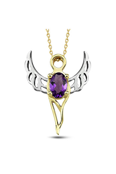 Ariş Bilgelik Meleği Ametist Altın Kolye (Zadkiel)