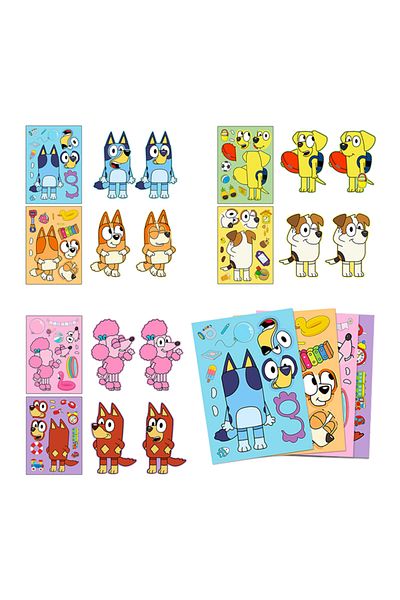 Choice 6/12pcs Bluey Stickers Bingo Cartoon Puzzle Stickers Cute Anime Kawaii Children Diy Color Handboo...