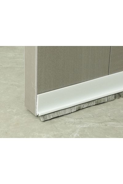 Choice 20mm 1m White Door Seal Draft Stopper With Brush Reduce Noise, Rubber Door Sweep Breeze Blocker, Adj