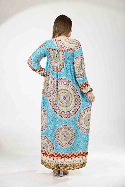 mervemoda Women's Long Sleeve Plus Size Summer Woven Dress