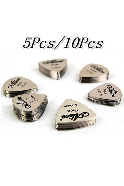 Choice 5Pcs/10Pcs Metal Guitar Picks Durable Professional Bass Ukelele Guitar Picks Electric Guitarra Ac...