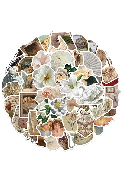 Choice 50pcs 50pcs Vintage Handbag Retro Stickers Aesthetic Diy Sticker Toys For Laptop Luggage Guitar Skat