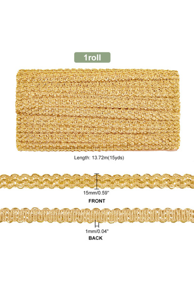 Choice L AECH04-10315 13.5 Yards/12m Golden Gimp Braid Trim, 0.43 inch/11mm F...