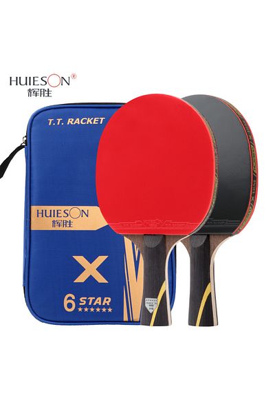 Choice 2pcs Long Handle Huieson 6 Star Carbon Fiber Blade Table Tennis Racket Double Face Pimples Ping Pong