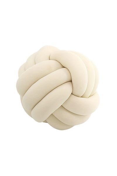 Choice 23x23cm Cream Color 1pc Art Deco Striped Knot Pillow -handmade, Soft Polyester.cotton, Modern & Cozy