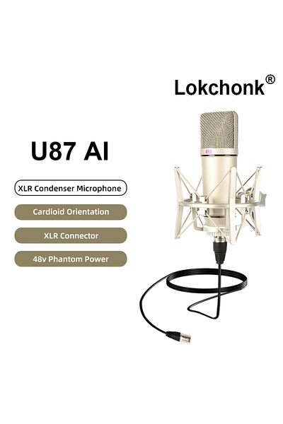 Lokchonk U87 Ai(26MM) U87 Ai Xlr Condenser Microphone Professional Cardioid Studio Mic For Recording Podcasti