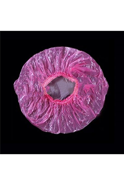 Choice 100 قطعة - وردي 100 قطعة/مجموعة قبعات استحمام بلاستيكية للاستخدام مرة واحدة مقاومة للماء، غطاء رأس وردي لصالونات السبا والفنادق