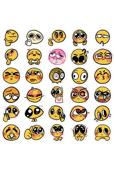 Choice 60pcs Face Stickers - Yellow Emoticon Sticker Vinyl Waterproof Decals Party Favors For Kids Cute ...