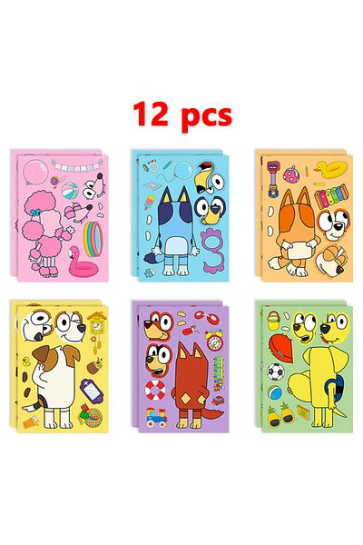 Choice 6/12pcs Bluey Stickers Bingo Cartoon Puzzle Stickers Cute Anime Kawaii Children Diy Color Handboo...