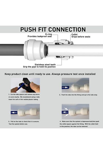 Choice 1/4" OD Quick Connect Push In to Connect for RO Water Reverse Osmosis System Water Tube Fitting S...