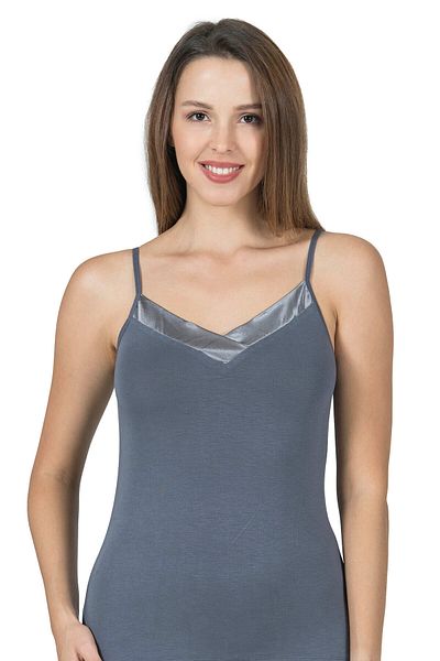 ÖZKAN underwear Özkan 2040 Women's Premium Fabric Viscose Satin Collar Flexible Comfortable Thin Strap Athlete