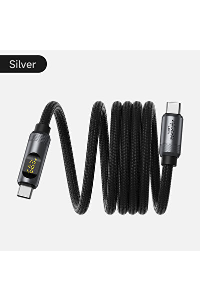 Choice كابل USB C إلى USB C مغناطيسي فضي بطول 1 متر من Hagibis مع شاشة LED وك...