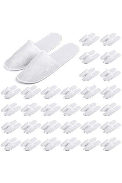 Choice White 20pairs Of High-quality Closed Toe Disposable Plush Non Slip Bathroom Slippers Suitable For Fa