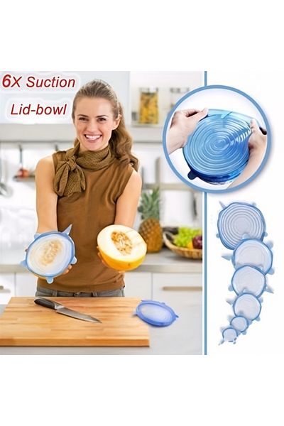 Choice Blue6pc 6pcs Silicone Fresh-keeping Cover Reusable Stretch Canning Lids Refrigerator Microwave Airti