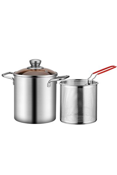 Choice 2pcs Set Deep Fryer Pot 304 Stainless Steel Fry Pot With Basket And Lid Food Grade Deep Fryer Multif