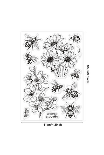 Choice طابع شفاف على شكل زهرة نحلة (AECH-15284) - قطعة واحدة - طوابع شفافة عل...