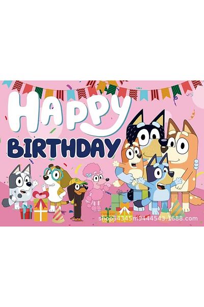 Choice 150x100cm C Bluey Moose Birthday Background Banner Anime Bluey Bingo Family 125x80cm Children's Birt
