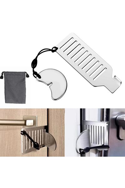 Choice Safety Anti-theft Door Blocker Portable 8cm Stainless Steel Safe Security Tool For Home Privacy H...