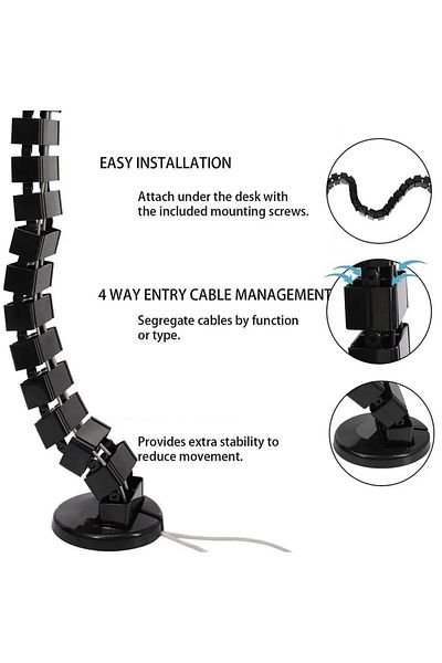 Choice Black Wire Spine Cable Spine 120cm Under Desk Cable Tray Wire Management Workstation Snake Cable Org