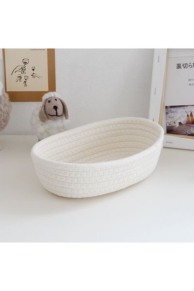 Choice S White Woven Storage Baskets Multifunctional Desktop Sundries Cosmetics Kids Toys Organizer Box Des