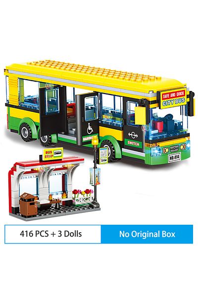 Choice 416pcs No Box City Car Yellow Passenger School Bus Station Single-deck Public Set Figures Model Buil
