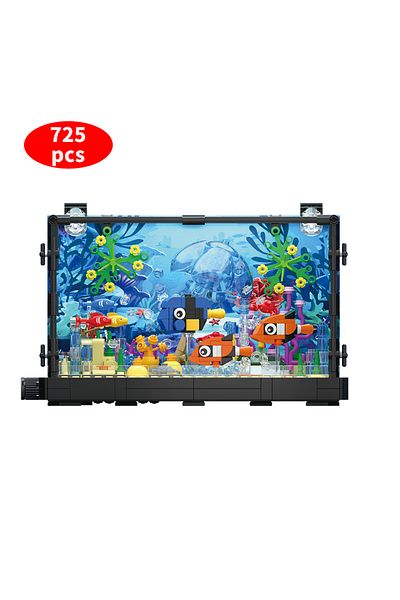 Choice Bagged Fish Tank Building Blocks Brick With Led Lights，aquarium，toys For Boys Children Gifts Home De