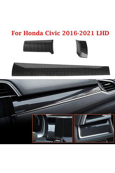 Choice 3Pcs Set Carbon Fiber Style Car Center Dashboard Panel Trim Cover Fit For Honda Civic 2016-2021 2...
