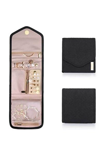 Choice لفافة مجوهرات قابلة للطي باللون الأسود، منظم مجوهرات مريح، حقيبة مجوهر...