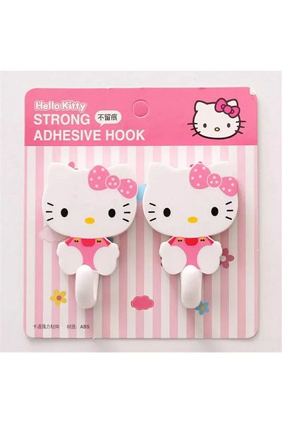 Choice Kitty C 2pcs/set Sanrio Hello Kitty Adhesive Wall Hook Cartoon Strong Self Adhesive Hooks For Kitche