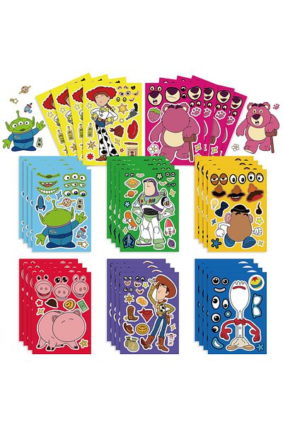 Choice 16sheets 8/16sheets Disney Toy Story Puzzle Stickers Game Make A Face Children Diy Assemble Jigsaw K