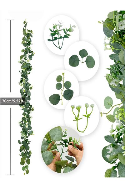 Choice 170cm 1pc 170cm Artificial Eucalyptus Hanging Plants Fake Babys Breath Plants Vines Silk Plants Wall
