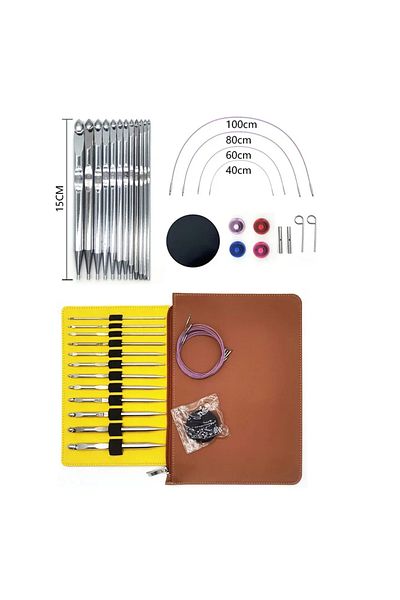 Choice Interchangeable Afghan Tunisian Crochet Hooks Circular Weaving Needle Carpet Crochet Hook Set Wit...