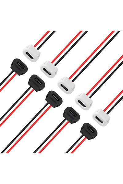 Choice 10pcs 10pcs Type-c Female Chassis Waterproof 2p Solder Wire Type Usb C Pigtail Cable Extension Power