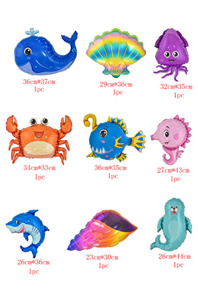 Choice بالونات صغيرة من رقائق معدنية على شكل صدفة سرطان البحر وحوت وحصين مقاس...