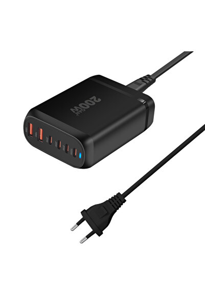 Choice1 شاحن سطح المكتب الجديد 200 وات GaN 200 وات، 6 منافذ USB Type C، شاحن ...