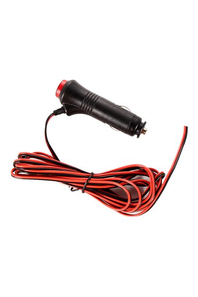 Shunmaii Black 12/24v 3m Copper Lighter Socket Plug Connector Extension Wire Male Car Cigarette Cable W/ On-o