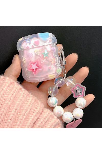 Choice For Airpods Pro2 Green Stars Wavy Silicone Soft Shockproof Bracelet Love Ins Cute Wireless Bluetooth