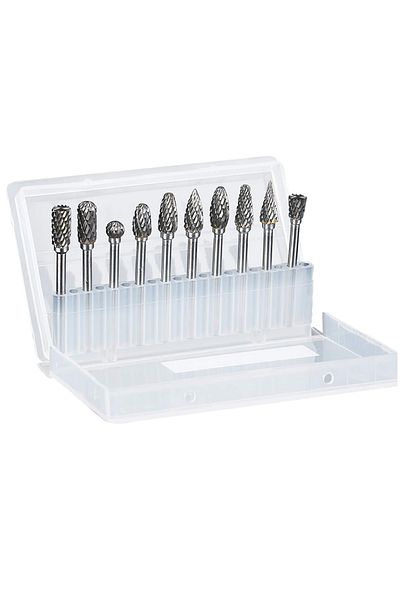 Choice 10 pcs set Carbide Rotary Burr Set 10 Pcs 1/8" Shank 1/4" Head Length Tungsten Steel for Woodworkin