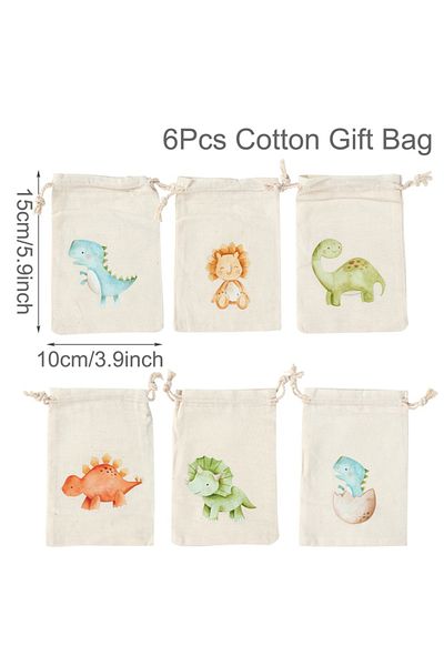 Choice Other 3 6pcs Animal Dinosaur Unicorn Cotton Linen Gift Bags Birthday Party Decor Kids Wedding Party