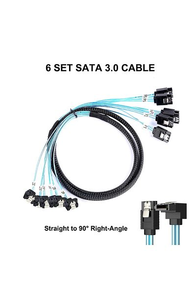 wafu 0.5 متر 6sata 0.5 متر/1 متر كابل Sata 3.0 كابل Sata بزاوية قائمة 90 درجة كابل بيانات Sata Sas/sata-12gbps C