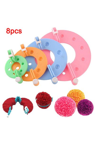 Choice A 8 Pcs Pompom Maker Kit Knitting Crafts Different Sizes Plush Ball Making Tool Clh@8