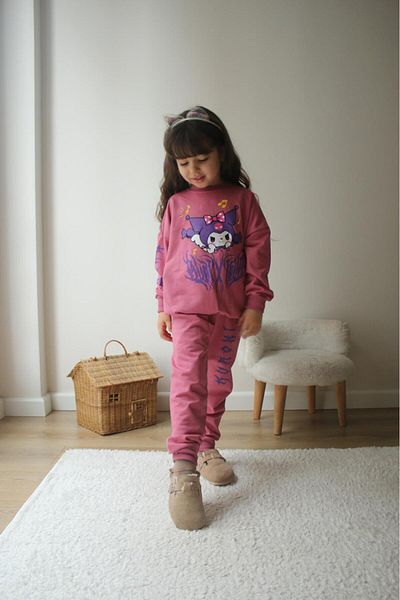 öykümgaleria Girl's 2-Thread Fabric Seasonal Bottom Top Set
